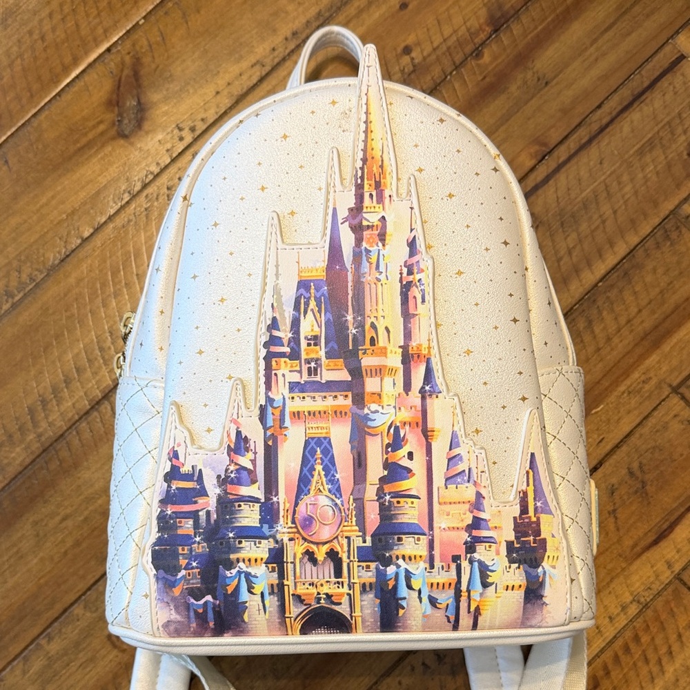Disney’s Parks 50th Anniversary Magic Kingdom Castle Loungefly Mini Backpack